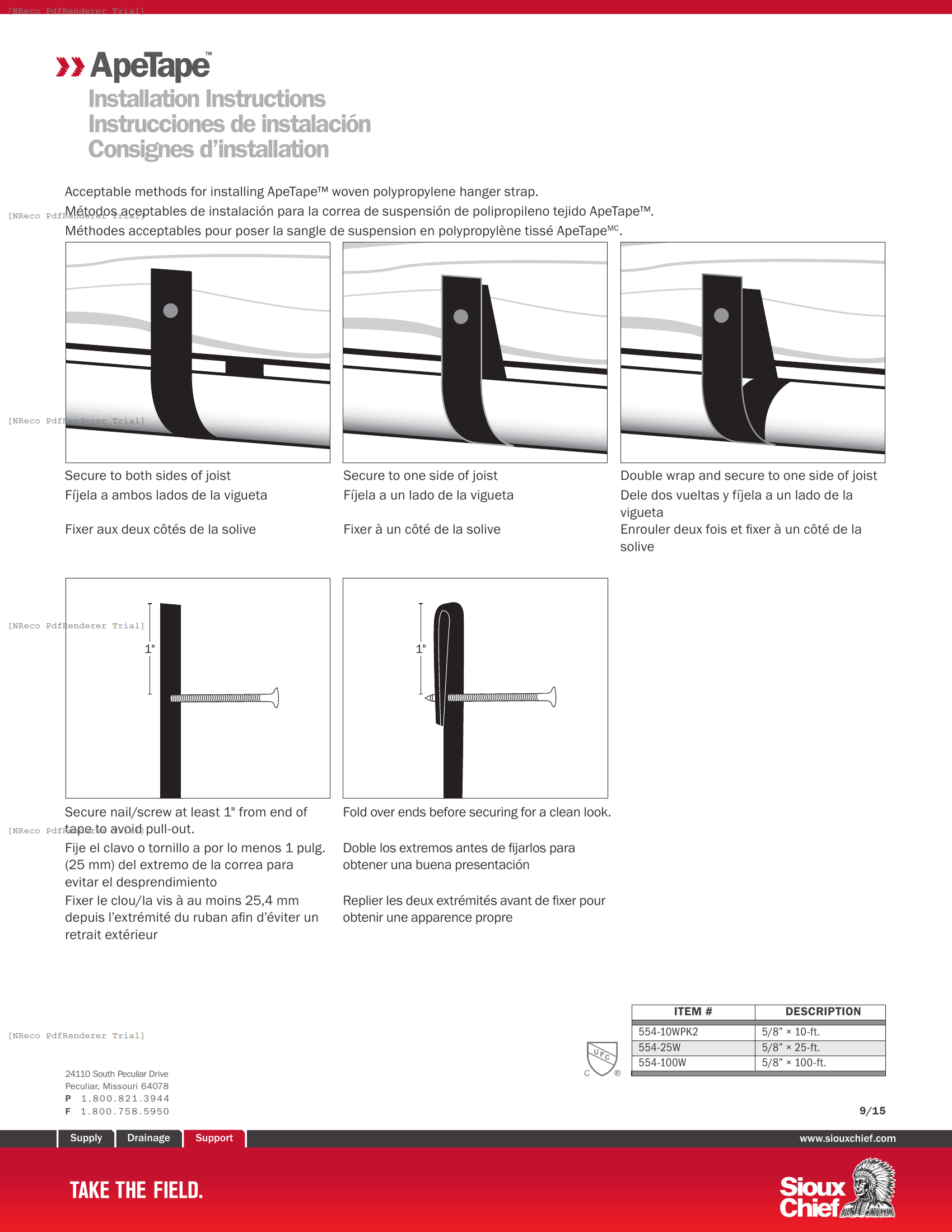 554 SERIES - APETAPE HANGER STRAP - INSTRUCTION SHEET.PDF Technical Document